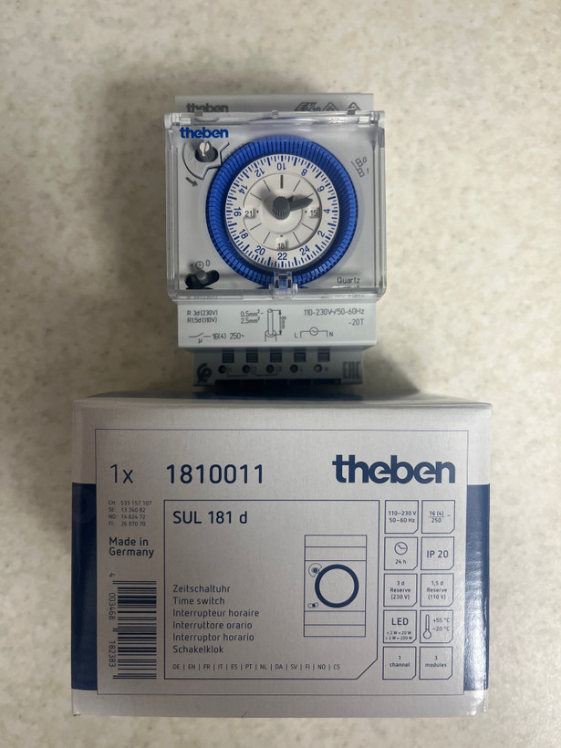 تایمر ریلی ذخیرهدار تبن مدل Theben SUL 181 d | تایمر آنالوگ 24 ساعته DIN Rail
